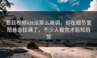 蘑菇视频ios没那么高调，却在细节里把悬念拉满了，不少人看完才后知后觉
