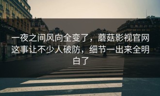 一夜之间风向全变了，蘑菇影视官网这事让不少人破防，细节一出来全明白了