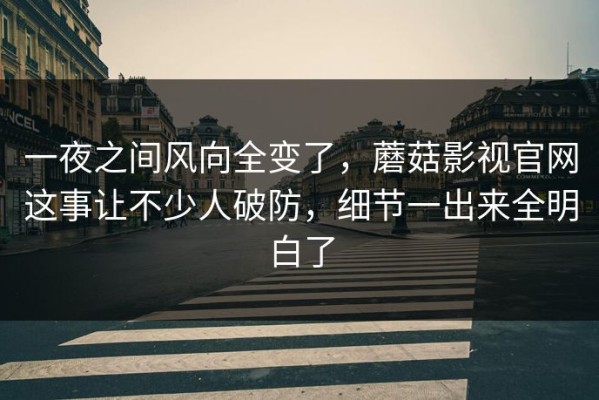 一夜之间风向全变了，蘑菇影视官网这事让不少人破防，细节一出来全明白了