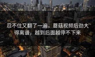 忍不住又翻了一遍，蘑菇视频后劲大得离谱，越到后面越停不下来