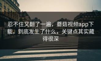 忍不住又翻了一遍，蘑菇视频app下载，到底发生了什么，关键点其实藏得很深