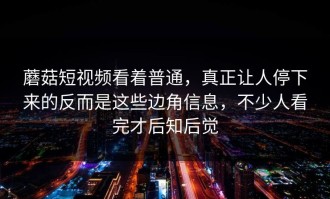 蘑菇短视频看着普通，真正让人停下来的反而是这些边角信息，不少人看完才后知后觉