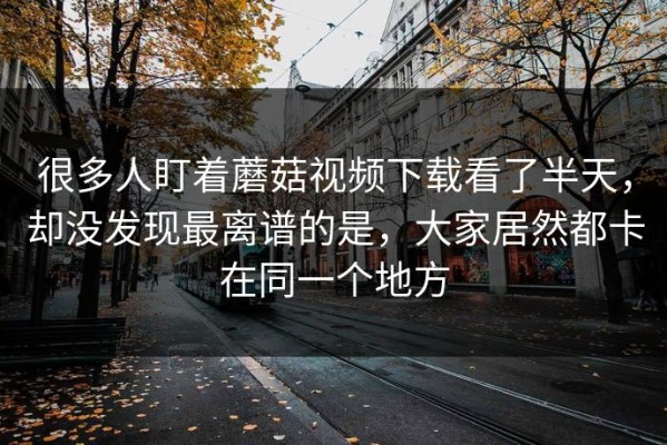 很多人盯着蘑菇视频下载看了半天，却没发现最离谱的是，大家居然都卡在同一个地方