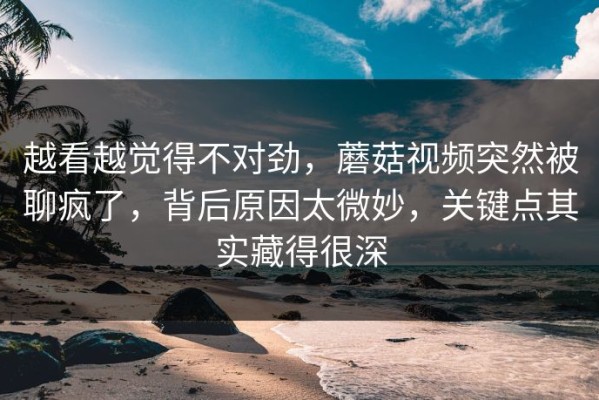 越看越觉得不对劲，蘑菇视频突然被聊疯了，背后原因太微妙，关键点其实藏得很深