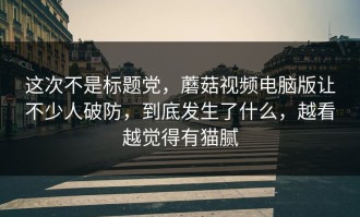 这次不是标题党，蘑菇视频电脑版让不少人破防，到底发生了什么，越看越觉得有猫腻