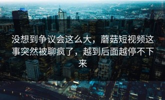 没想到争议会这么大，蘑菇短视频这事突然被聊疯了，越到后面越停不下来