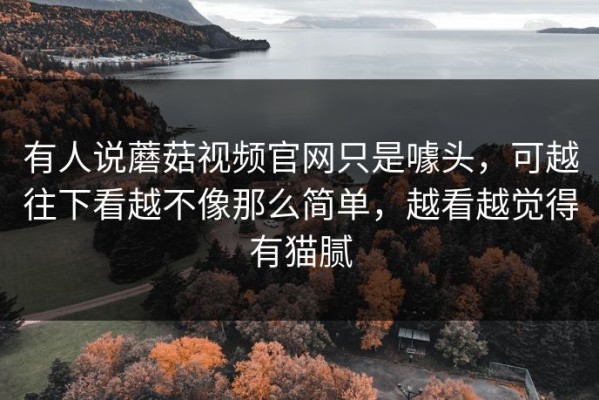 有人说蘑菇视频官网只是噱头，可越往下看越不像那么简单，越看越觉得有猫腻