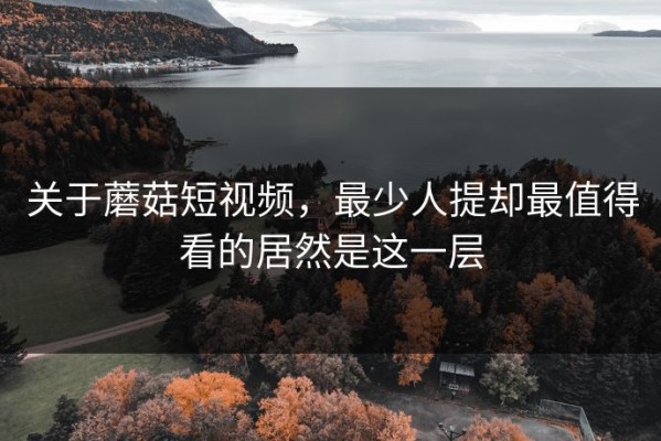 关于蘑菇短视频，最少人提却最值得看的居然是这一层