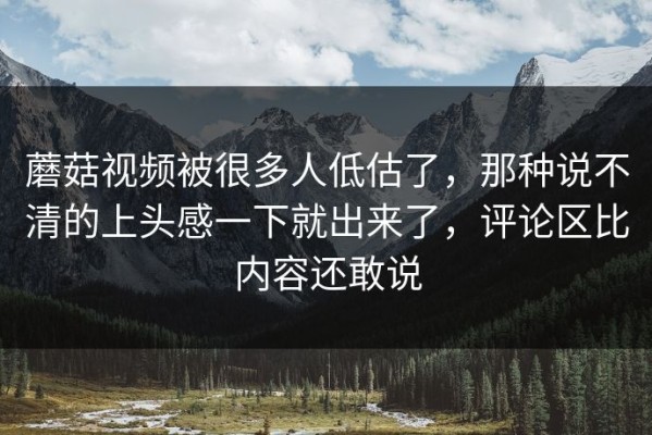 蘑菇视频被很多人低估了，那种说不清的上头感一下就出来了，评论区比内容还敢说
