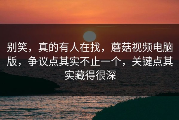 别笑，真的有人在找，蘑菇视频电脑版，争议点其实不止一个，关键点其实藏得很深