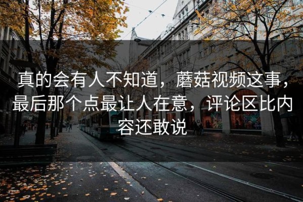 真的会有人不知道，蘑菇视频这事，最后那个点最让人在意，评论区比内容还敢说