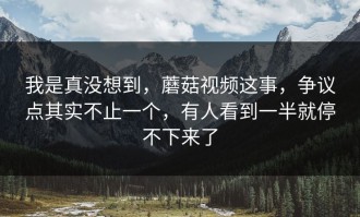 我是真没想到，蘑菇视频这事，争议点其实不止一个，有人看到一半就停不下来了