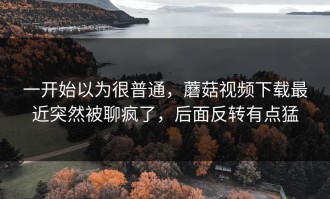 一开始以为很普通，蘑菇视频下载最近突然被聊疯了，后面反转有点猛