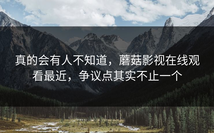 真的会有人不知道，蘑菇影视在线观看最近，争议点其实不止一个
