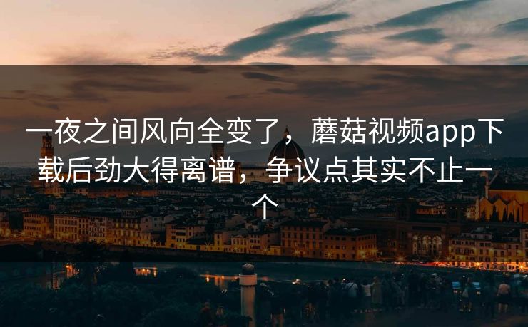 一夜之间风向全变了，蘑菇视频app下载后劲大得离谱，争议点其实不止一个