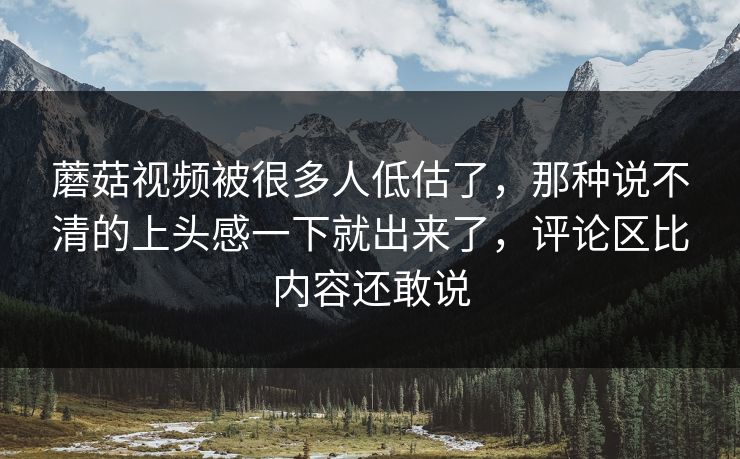 蘑菇视频被很多人低估了，那种说不清的上头感一下就出来了，评论区比内容还敢说