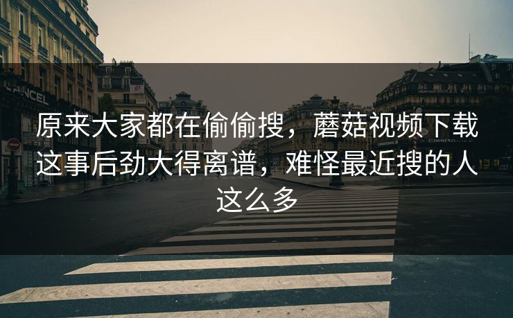 原来大家都在偷偷搜，蘑菇视频下载这事后劲大得离谱，难怪最近搜的人这么多