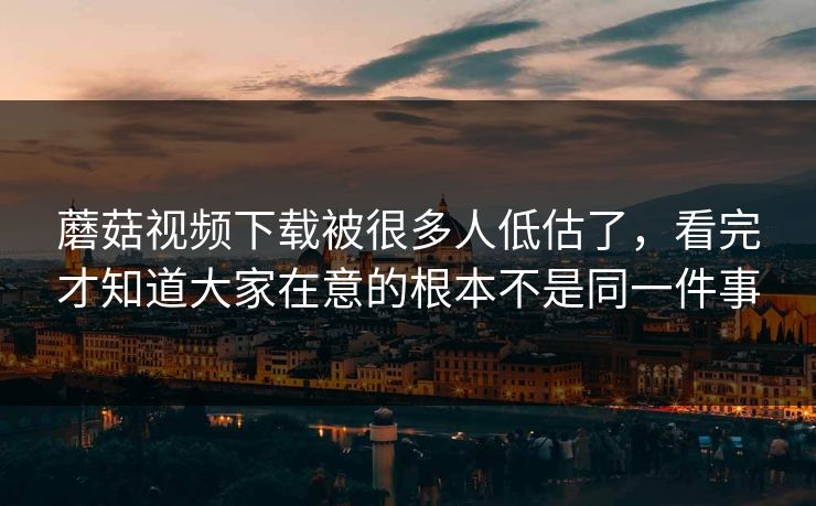 蘑菇视频下载被很多人低估了，看完才知道大家在意的根本不是同一件事