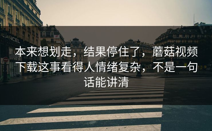 本来想划走，结果停住了，蘑菇视频下载这事看得人情绪复杂，不是一句话能讲清