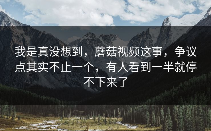 我是真没想到，蘑菇视频这事，争议点其实不止一个，有人看到一半就停不下来了