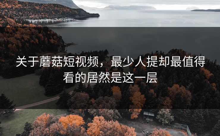 关于蘑菇短视频,最少人提却最值得看的居然是这一层 关于蘑菇短视频,最少人提却最值得看的居然是这一层