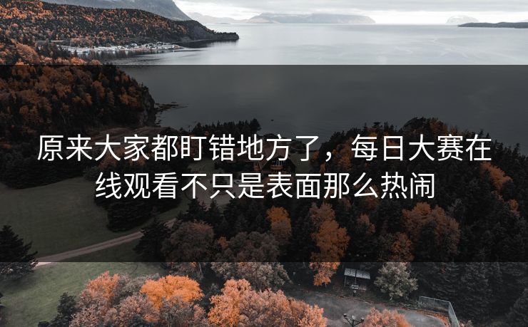 原来大家都盯错地方了，每日大赛在线观看不只是表面那么热闹