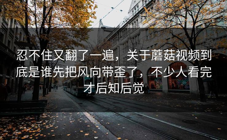 忍不住又翻了一遍,关于蘑菇视频到底是谁先把风向带歪了,不少人看完才后知后觉 忍不住又翻了一遍,关于蘑菇视频到底是谁先把风向带歪了,不少人看完才后知后觉