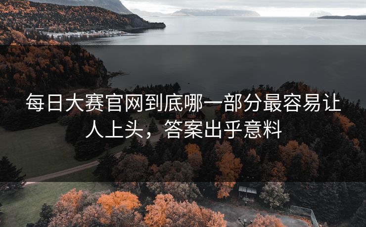 每日大赛官网到底哪一部分最容易让人上头，答案出乎意料