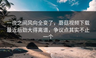 一夜之间风向全变了，蘑菇视频下载最近后劲大得离谱，争议点其实不止一个