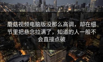 蘑菇视频电脑版没那么高调，却在细节里把悬念拉满了，知道的人一般不会直接点破