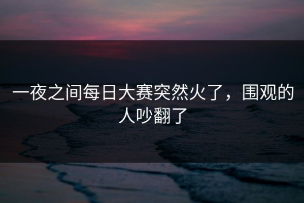 一夜之间每日大赛突然火了，围观的人吵翻了