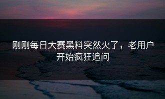 刚刚每日大赛黑料突然火了，老用户开始疯狂追问