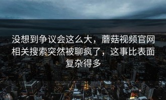 没想到争议会这么大，蘑菇视频官网相关搜索突然被聊疯了，这事比表面复杂得多