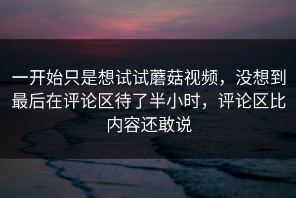 一开始只是想试试蘑菇视频，没想到最后在评论区待了半小时，评论区比内容还敢说