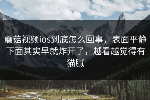 蘑菇视频ios到底怎么回事，表面平静下面其实早就炸开了，越看越觉得有猫腻