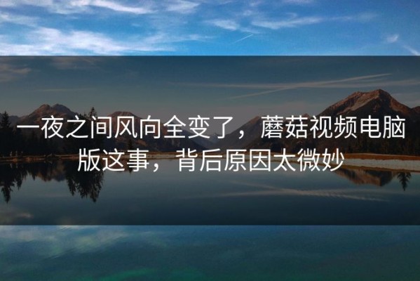 一夜之间风向全变了，蘑菇视频电脑版这事，背后原因太微妙