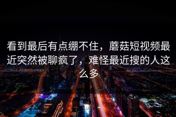 看到最后有点绷不住，蘑菇短视频最近突然被聊疯了，难怪最近搜的人这么多