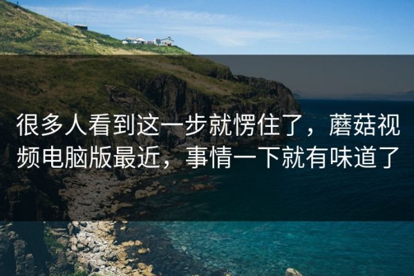 很多人看到这一步就愣住了，蘑菇视频电脑版最近，事情一下就有味道了