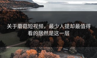 关于蘑菇短视频，最少人提却最值得看的居然是这一层