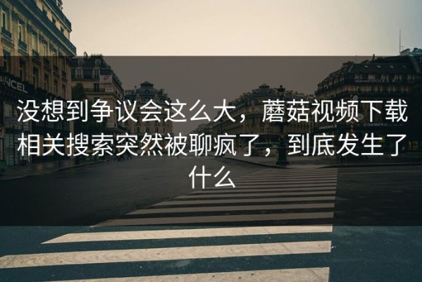 没想到争议会这么大，蘑菇视频下载相关搜索突然被聊疯了，到底发生了什么