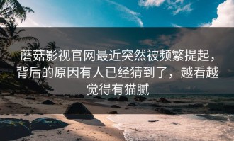 蘑菇影视官网最近突然被频繁提起，背后的原因有人已经猜到了，越看越觉得有猫腻