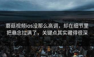蘑菇视频ios没那么高调，却在细节里把悬念拉满了，关键点其实藏得很深