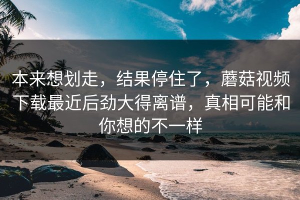 本来想划走，结果停住了，蘑菇视频下载最近后劲大得离谱，真相可能和你想的不一样