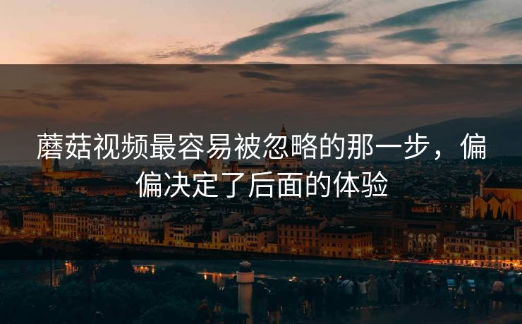 蘑菇视频最容易被忽略的那一步，偏偏决定了后面的体验