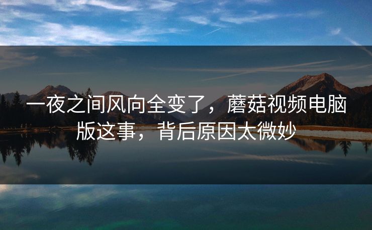 一夜之间风向全变了，蘑菇视频电脑版这事，背后原因太微妙