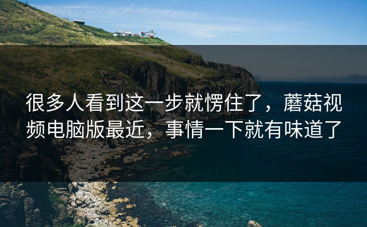 很多人看到这一步就愣住了，蘑菇视频电脑版最近，事情一下就有味道了