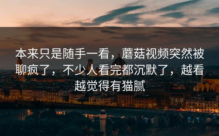 本来只是随手一看，蘑菇视频突然被聊疯了，不少人看完都沉默了，越看越觉得有猫腻
