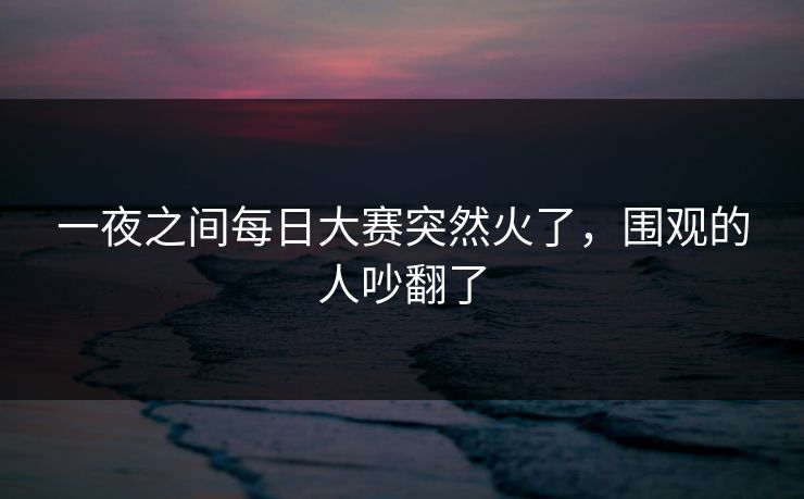 一夜之间每日大赛突然火了，围观的人吵翻了