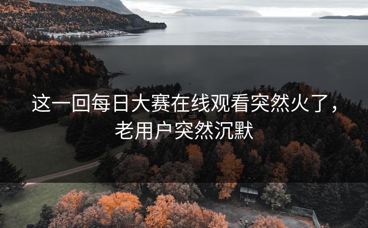 这一回每日大赛在线观看突然火了，老用户突然沉默