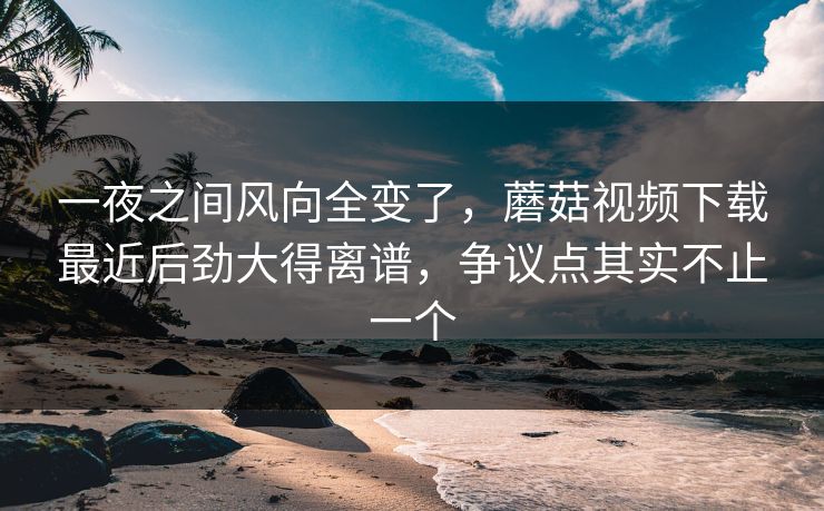 一夜之间风向全变了，蘑菇视频下载最近后劲大得离谱，争议点其实不止一个